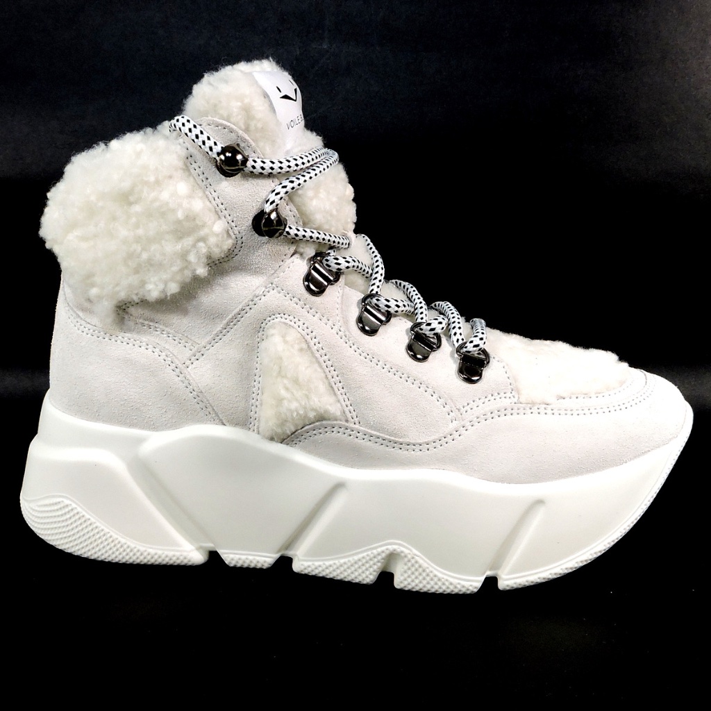 Voile Blanche White Suede Winter Ankle Sneakers
